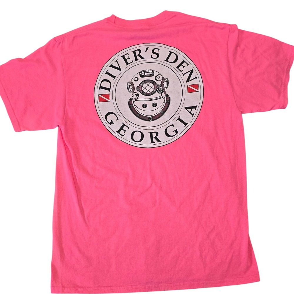 Divers Den Georgia T Shirt Mens Medium Pink Scuba Diving Graphic Tee